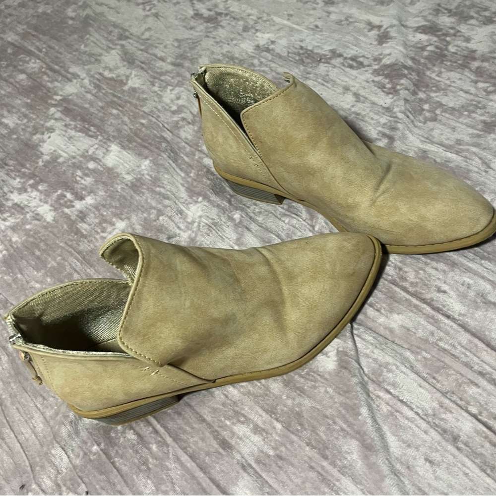 Tan Suede Ankle Booties with Sleek Design
